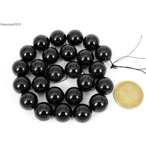 Grade AAA Natural Black Onyx Gems Stones 16mm Round Ball Spacer Beads 15.5'' Strand for Jewelry Making Crafts 5 Strands/Pack