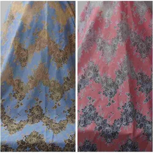 LASUI 1.5m *1.5m=1 piece black ,white, blue and pink , two-tone hollow eyelashes lace fabric elegant DIY dress C0157 -2