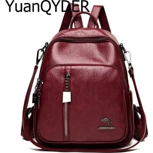 Multi-Function Women Backpack Luxury Brand Design Small Backpack Teenage Girls Genuine Leather School Bag Ladies Travel Mochilas