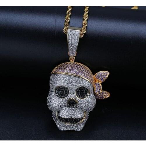 Fashion Pirate Head Hat Skull Hip-Hop Hipster Pendant Necklaces for Men Personality Jewelry