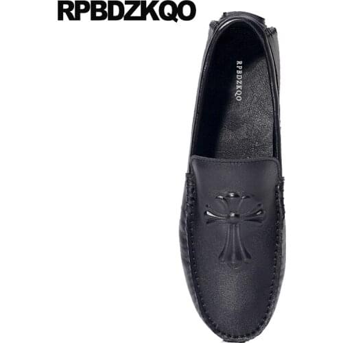 Shoes Moccasins Driving Black Real Leather Men Loafers Luxury Brand Soft British Style Slip On Summer Casual Square Toe Genuine