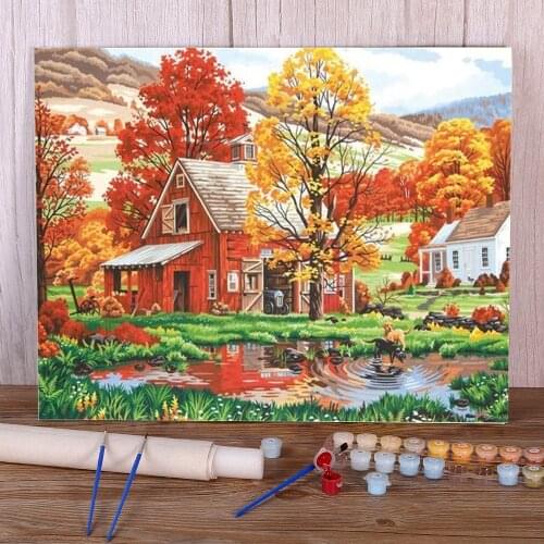 Landscape Natural DIY Painting By Numbers Package Oil Paints 40*50 Paiting By Numbers Decorative Paintings For Kids Wholesale