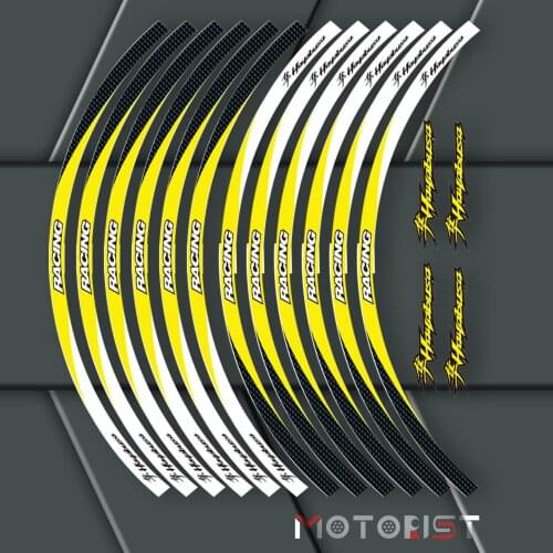 A set of 12pcs high quality motorcycle wheel decals waterproof Reflective stickers rim stripes For Suzuki Hayabusa
