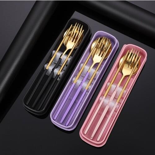 4PCS Stainless Steel Dinner Tableware Set New Cutlery Knife Fork Spoon Dinnerware Set With Box Tools Travel Tableware Set