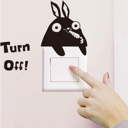 Bunny eats radish Wall/Switch Sticker Cute animals living room fridge home decoration art decals Removable Switch Stickers