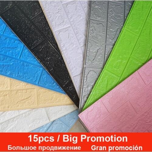 15Pcs Brick Wall Stickers Decals Foam 3D DIY Self-Adhesive Waterproof Covering Wallpaper For Kids Living Room Home Decor
