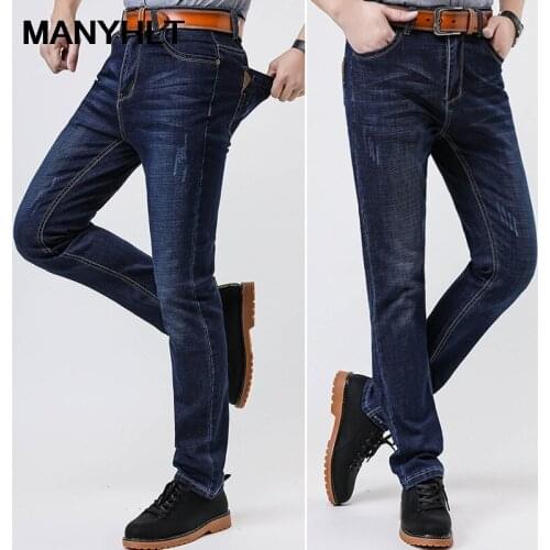 Spring New Mens Clothing Jeans Slim Pants Casual Pants Long Pants Straight-leg Pants Spring And Autumn Tooling Cowboy Pants