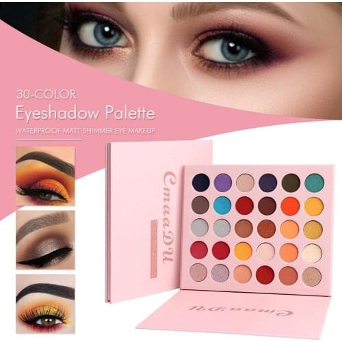 30 Colours Eyeshadow Palette Waterproof Ma tt Shimmer Eye Makeup Super Soft and Easy to Mix For Smoky Eye Makeup Wedding Makeup