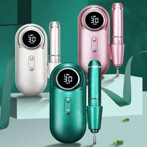 Rechargeable Nail Drill Machines 30000 RMP 3 Color Electricial Nail Polisher Machine With Drill Bits Professional Manicure Tools
