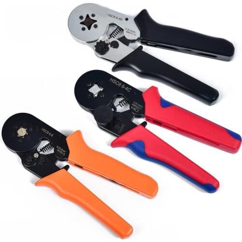 HSC8 6-4/6-6 Adjusting 0.25-10mm2 Ratcheting Square Hexagon Ferrule Wire Cable Crimper Plier Hand Tool for Cold Press Terminal
