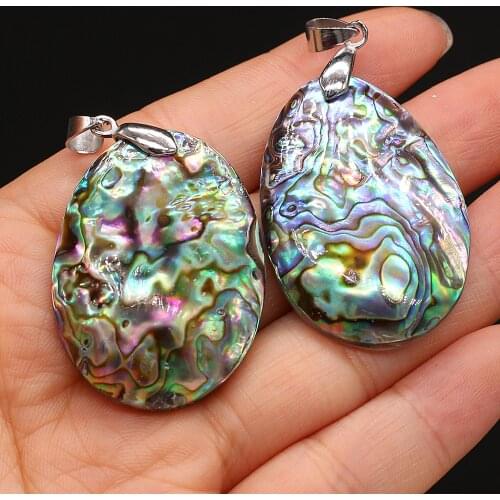 Retro Colorful Double sided Abalone Shell Pendants Natural Mother-pearl-shell Pendant for Women Necklace Jewelry Gifts 28x40mm