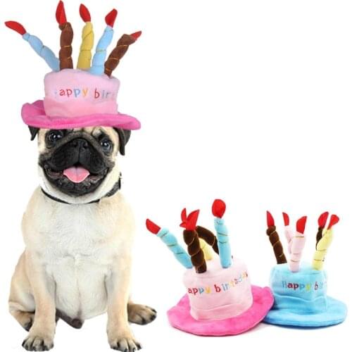 Cute Pets Dog Cats Birthday Caps Adjustable Corduroy Colorful Candles Small/Medium Dog Hat Puppy Cats Cosplay Costume Headwear