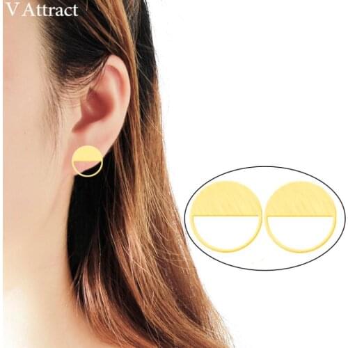 V Attract 10 pair Stinless Steel Half Circle Stud Earrings For Women Fashion Korean Jewelry Minimalism Round Boucles D'oreilles
