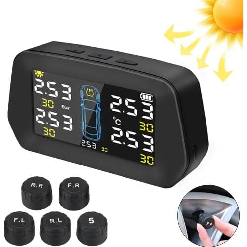 Alarm Sensor Solar Power Car TPMS Solar Tire Pressure Monitoring Digital LCD Display Auto Security Alarm Systems Kit