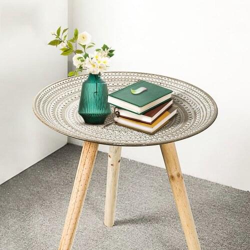 Nordic Creative Round Wood Coffee Table Bed Sofa Side Table Tea Fruit Snack Service Plate Tray Small Desk Living Room Furniture