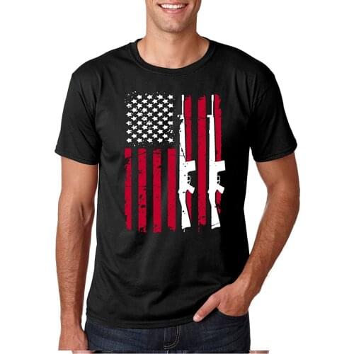 Distressed America American Gun Flag Patriotism-Second Amendment Gun Rights Mens summer cotton o-neck T-shirt