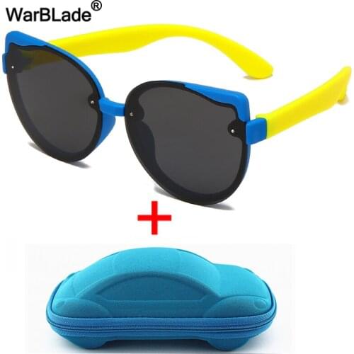 WarBlade Polarized Kids Sunglasses Silicone Flexible Children Cat Eyes Sun Glasses Boy Girls Baby Shades Eyewear UV400 With Case