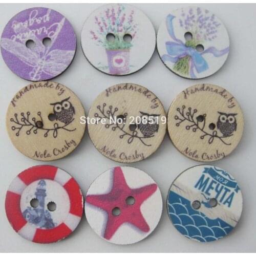 WBNGKW 3 type for choice 100PCS 25MM&1" embellishment wood buttons 2-holes sewing accessories