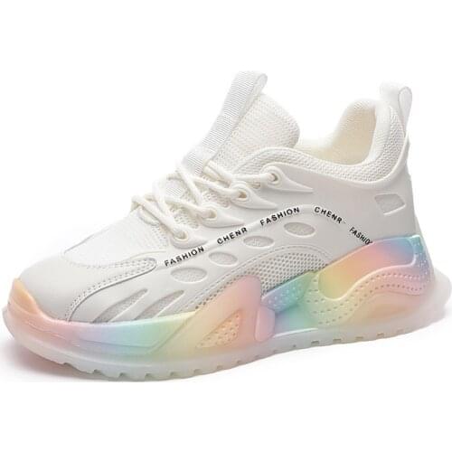 Genuine Leather Women Shoes Mesh Sneakers 2021 Fashion Candy Color Breathable Platform Sneakers Small Size 32 Womens Shoes