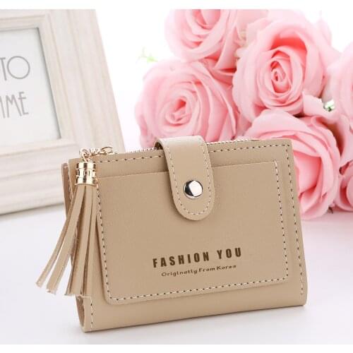 2021 Tassel Women Wallet Small Cute Wallet Women Short PU Leather Women Wallets Zipper Purses Portefeuille Female Purse Clutch