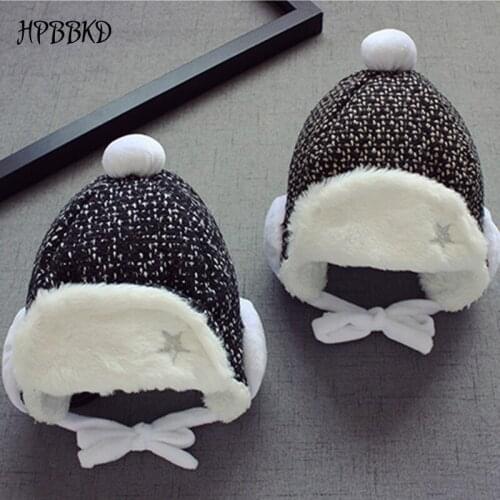 HPBBKD Winter Super Warm Baby Ear Protecting Hats Baby Cap For Girl Kids Newborn Hat beanies Wool Cap For Girls Boy GH443
