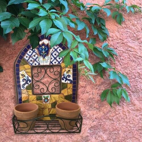 Zq Mediterranean Wall-Mounted Aloe Outdoor Garden Ceramic Wall-Mounted Flower Pot For Rain And Dew