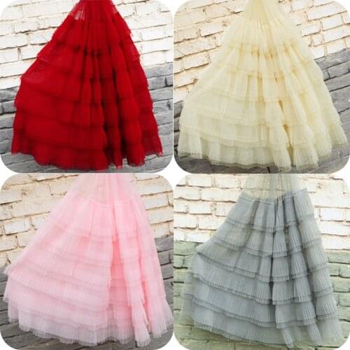1 Meter Puffy Pleated Lace Fabric Bubble Skirt Ruffle Mesh Gathered Lace Accessories Tutu Dress Wedding Decoration