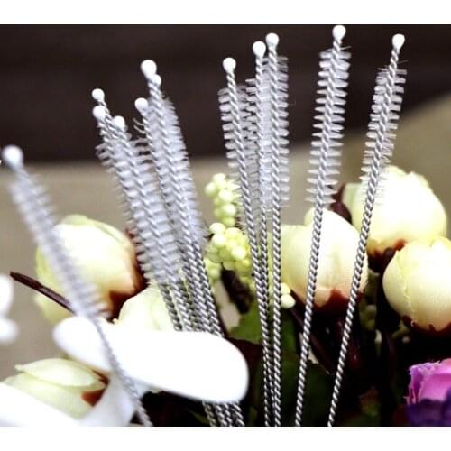 Delicate 10pcs Nylon Straw Cleaners Cleaning Brush Drinking Pipe Cleaners Stainless Steel Glass