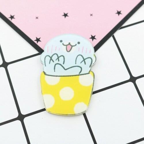 100 Pieces/Lot Acrylic Brooches Kawaii Icon Harajuku Stacked Badges Animal Cat Snowman Ice Cream Duck Lapel Pins Jewelry Corsage