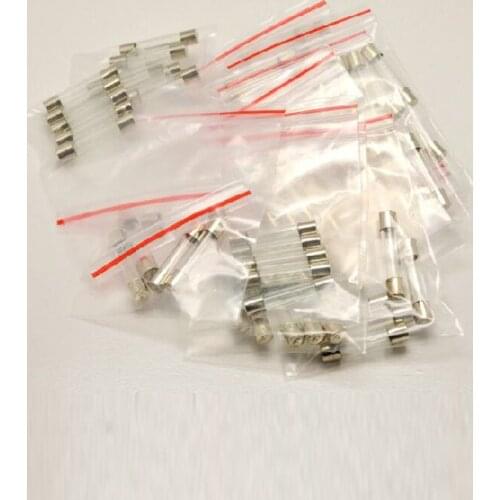 13valuesX10pcs=130pcs 6x30 Glass Fuse Assorted Packs 6*30 250V 0.5A-30A Glass Fuses Kit