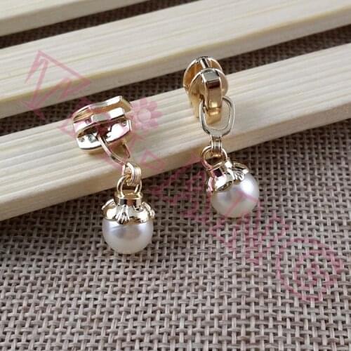 20pcs/lot) Handbag/Clothes Accessories Gorgeous Pearl Zipper Sliders Size 3# for Nylon Zippers