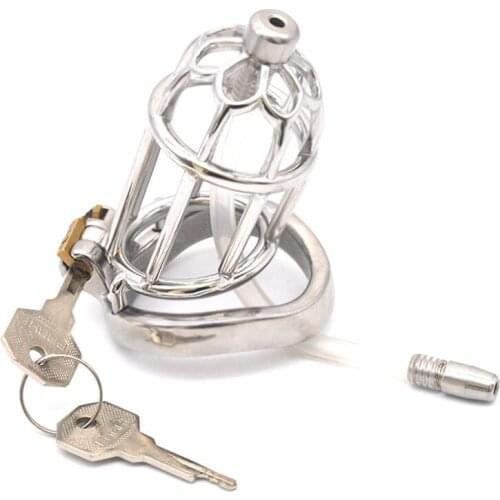 2020New with catheter chastity cock cage chastity cage bird stretcher penis ring lock sex toys for men cock ring adult products