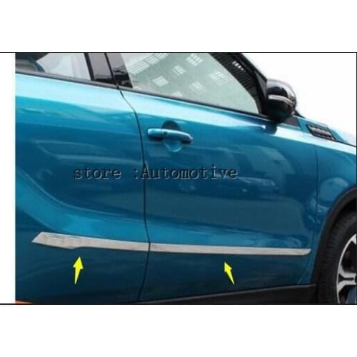 For Suzuki Vitara 2016 2017 car styling cover detector stainless steel Side Door Body trim sticks Strips Molding 4pcs