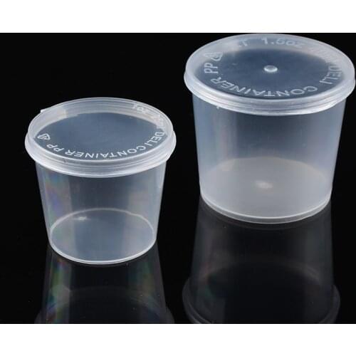 50Pcs 25/40ml Disposable Sauce Cups Plastic Small Sauce Food Cups Storage Containers Boxes with Lids Clear Sauce Food Containers