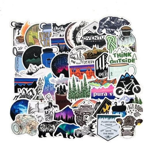 50PCS Camping Travel Stickers Wilderness Adventure Landscape Waterproof Decals DIY Suitcase Outdoor Sports Laptop Sticker