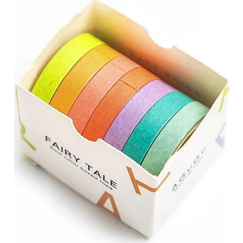 7pcs/Set Multicolour Washi Tape Scrapbook DIY Masking Tape School Stationery Store Journal Supplies