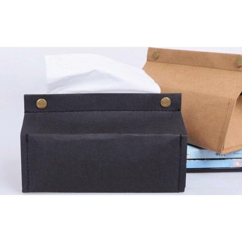 Kraft Paper Tissue Box Rectangular Desktop Paper Storage Box Home Bathroom Living Room Bedroom Office Use