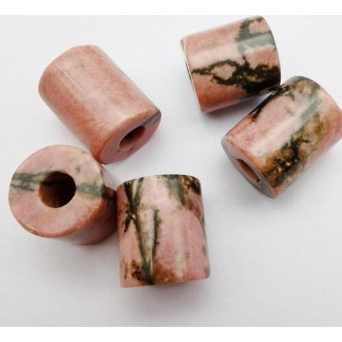 14MM Rhodonite Stone Big Hole Loose Beads Cylinder Pendant Jewelry For Woman Gift Bracelet Necklace Findings (5 pcs/lot) H270