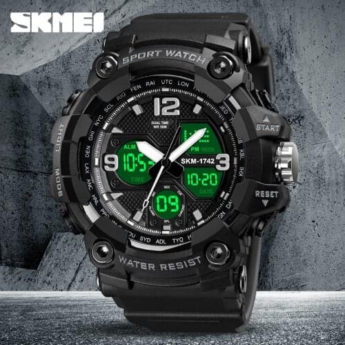 2021 New Fashion Watch Men Luxury Electronic Clock 2 Time Week Date Display Watches Waterproof Shockproof Wristwatch Mens Clock