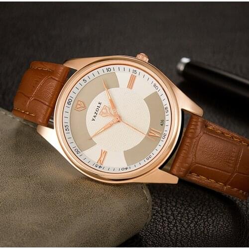 YAZOLE 2019 Watch Men Brand Luxury Fashion Business Watches Leather Waterproof Quartz Wristwatch Male Clock Relogio Masculino