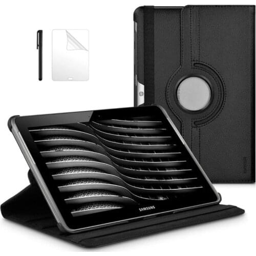 360 Degree Rotating PU Leather Case for Samsung Tab 2 10.1 GT P5100 P5110 P5113 Tablet Case with Awake Sleep Case +FilmPen