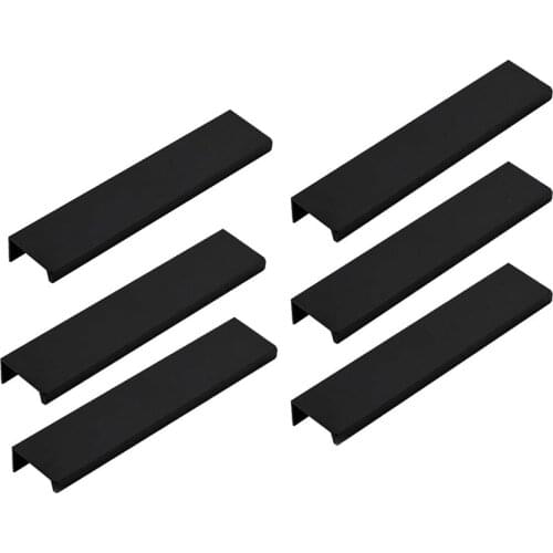 15Cm Black Aluminum Household Kitchen Cabinet Drawer Set Long Middle Finger Edge Pull Tab Handle (6 Pcs)