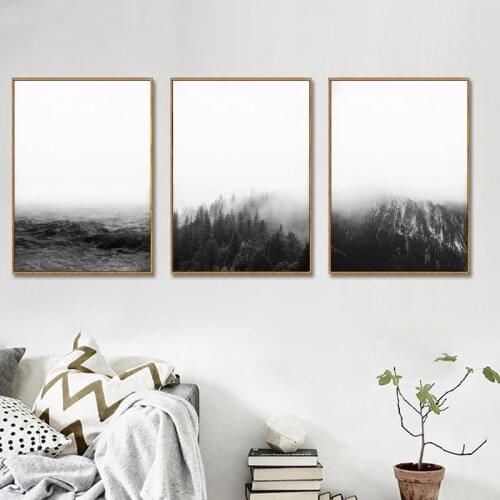 Black and White Mountain Abstract Art Canvas Painting Living Room Bedroom Cafe Internet Nordic Style Wall Art Pictures