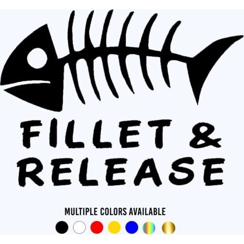 CK20897# Die-Cut Vinyl Decal Fillet Release Fish Skull Car Sticker Waterproof Auto Decors on Bumper Window Laptop