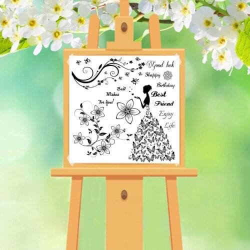 Flowers Butterfly DIY Silicone Clear Stamp Seal Scrapbook Embossing Album Decor