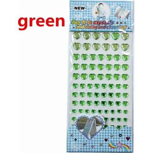 Childrens toy stickers Green Crystal Heart Rhinestones Self Adhesive Furniture Mirror kids stickers Holiday decoration gifts