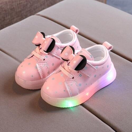 Disney Kids Shoes with Led Lights Children Girls Boys Running Glowing Sneakers Shining sole Toddler Shoes for Little Baby