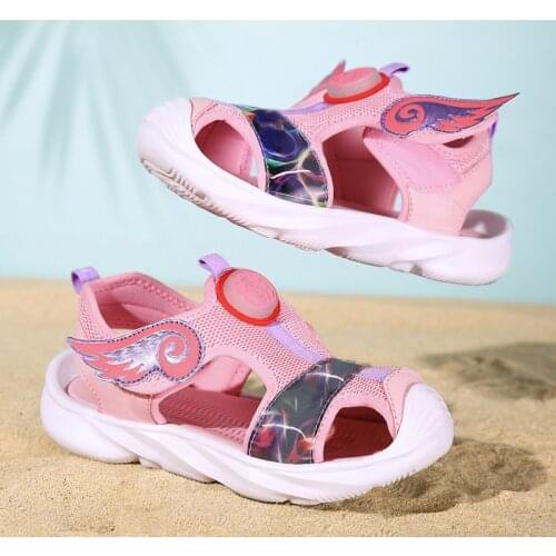 Kids Girls Sandals Summer Protect Toes Children Sandals Comfortable Light Soft Child Beach Shoes Fashion Princess Girls Footwear