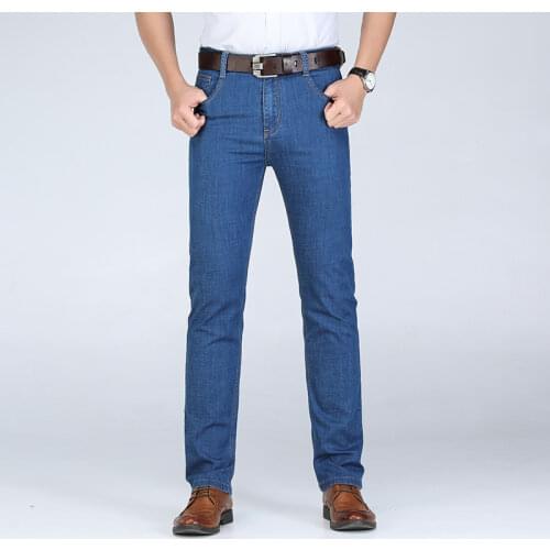 Spring Summer Thin jeans for mens pants classic denim jeans men Business Casual Loose Straight Trousers male Plus Size 40 42 44