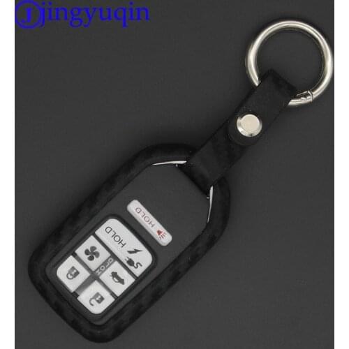 Jingyuqin 10P Remote Carbon Silicone Car Key Case for Honda 2016 2017 CRV Pilot Accord Civic Fit Freed